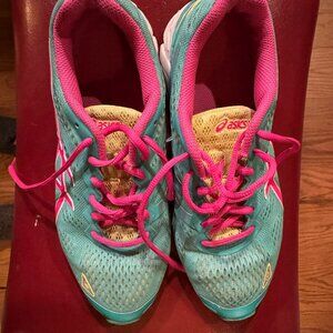 ASICS Women’s GEL-DS Trainer 19 Running Shoes – Size 8.5 (Emerald/Pink/Lime)
